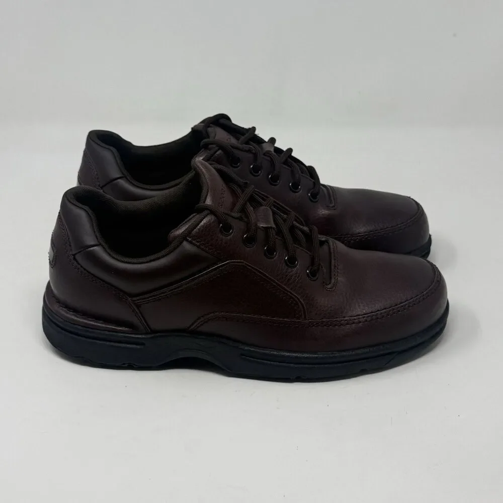 Rockport Ridgefield Eureka Walking Shoes Mens 8 M Brown Leather Casual Comfort
